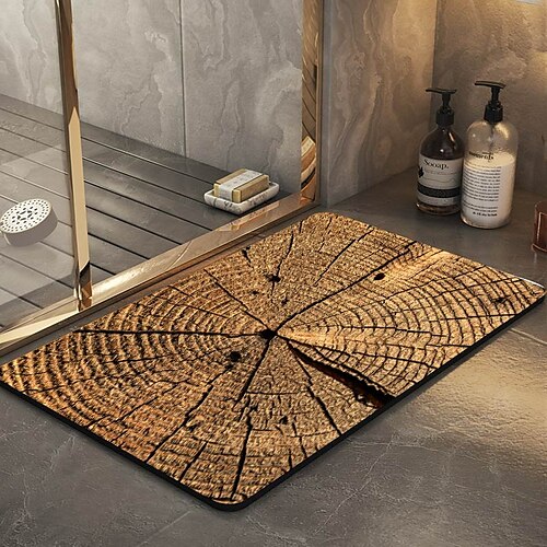 

Stump Pattern Diatomaceous Earth Rug Super Absorbent Bathroom Bath Mats E Creative Bathroom Rug Coral Velve New Design