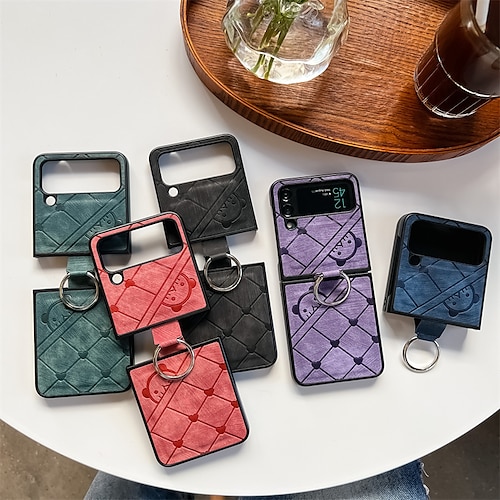 

telefon Etui Til Samsung Galaxy Bakdeksel Flip Case Z Flip 4 Z Flip 3 Myke kanter Koffert med ring Støtsikker Linjer / bølger Geometrisk mønster PC