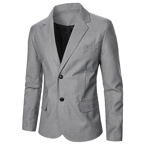 

Men Blazer Sport Jacket Sport Coat Warm Breathable Party / Evening Casual Daily Single Breasted Lapel Stylish Vintage Style Classic & Timeless Jacket Outerwear Solid Color Slim Fit Gray / Winter