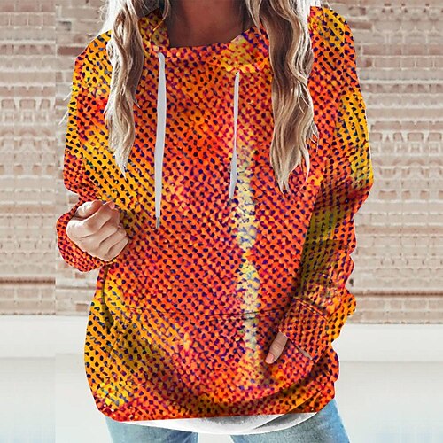 

Women's Hoodie Sweatshirt Red Graphic Sports Long Sleeve 3XL