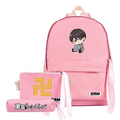

Tokyo Avengers Three-piece Schoolbag Fresh and Simple Streamer Student Backpack Cartoon Printing Pencil Bag Bag