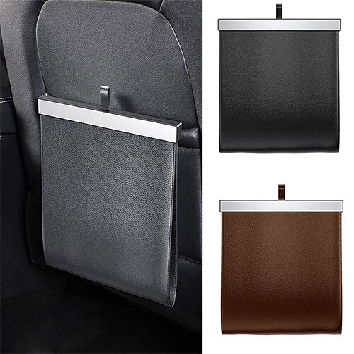 

StarFire 1Pcs Car Garbage Bag Waterproof Magnetic Adsorption Trash Can Back Seat Hanging Leather Storage Pocket Leak-proof New