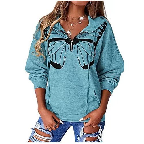 

Women's Pullover Hoodie Sweatshirt Casual Print White Gray Purple Animal Loose Casual Hooded Long Sleeve S M L XL XXL 3XL