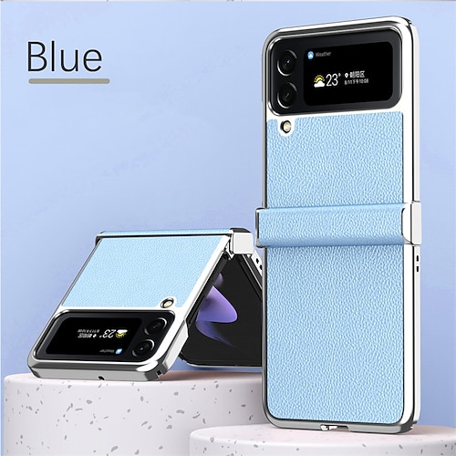 

Phone Case For Samsung Galaxy Back Cover Flip Z Flip 4 Z Flip 3 Portable Magnetic Flip Shockproof Lines / Waves Solid Colored Geometric Pattern Plastic PU Leather