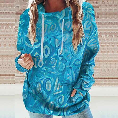 

Women's Hoodie SweatshirtBlue Graphic Sports Long Sleeve 3XL