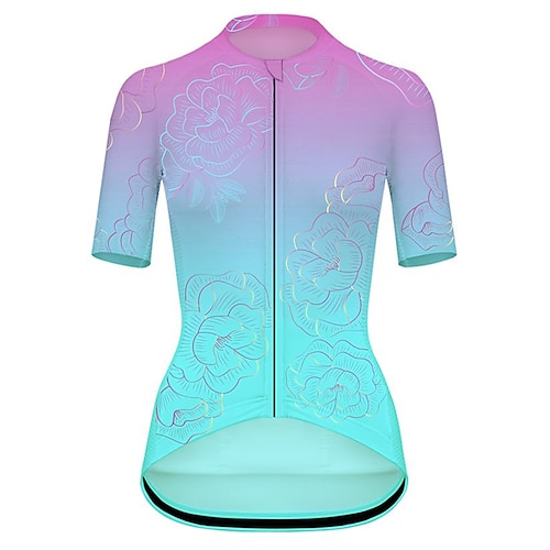 

21Grams Women's Cycling Jersey Short Sleeve Bike Top with 3 Rear Pockets Mountain Bike MTB Road Bike Cycling Breathable Quick Dry Moisture Wicking Reflective Strips Blue Floral Botanical Polyester