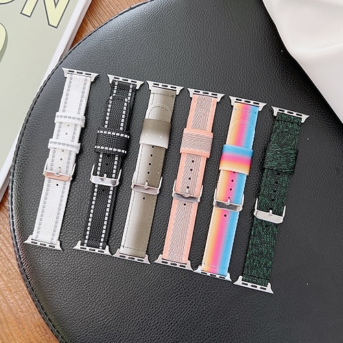 

1PC Smart Watch Band Compatible with Apple iWatch 38/40/41mm 42/44/45mm Canvas Adjustable Rugged Stainless Steel Buckle Sport Band for iWatch Smartwatch Strap Wristband for Series 7 / SE / 6/5/4/3/2/1