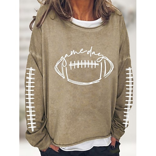 

Women's Sweatshirt Pullover Active Vintage Streetwear Print Green Black Blue Graphic Football Sports Loose Fit Daily Round Neck Long Sleeve Cotton S M L XL XXL