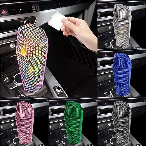 

1pcs Car Console Trash Can Bling Keep Car Clean Multi-function Leather For SUV Truck Van