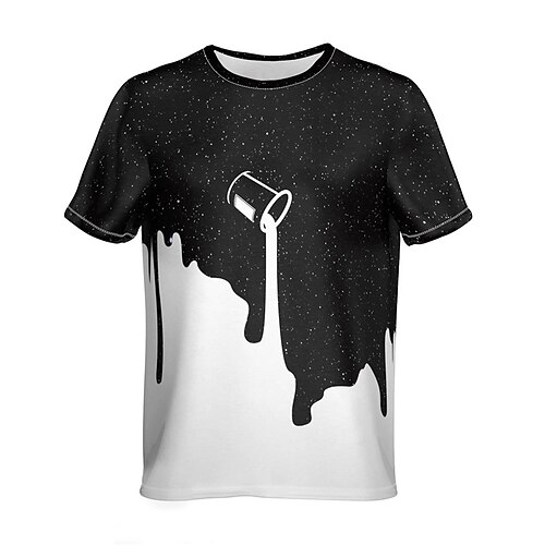 

Men's Unisex T shirt Tee 3D Print Color Block Graphic Prints Crew Neck Street Daily Print Short Sleeve Tops Casual Classic Big and Tall Sports Black / White / Summer