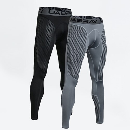 

Men's Running Tights Leggings Compression Pants Patchwork Compression Clothing Athletic Athleisure Spandex Breathable Quick Dry Moisture Wicking Fitness Gym Workout Running Sportswear Activewear Plaid