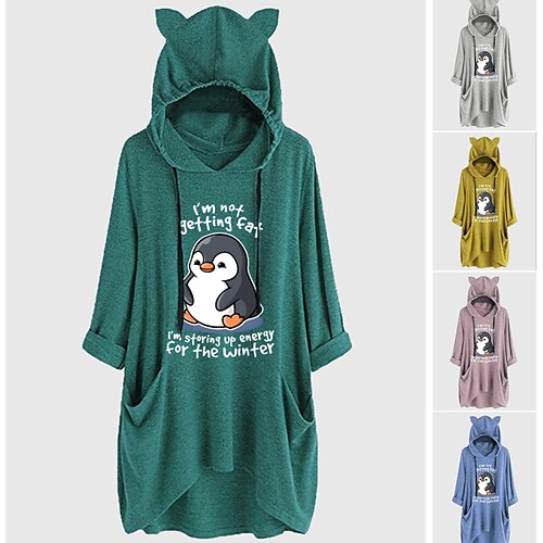 

Inspired by Animal Cat Ear Penguin Hoodie Sweatshirt Oversized Hoodie Animal Cat Ear Hoodie For Women's Girls' Adults' Hot Stamping 100% Polyester Homecoming Vacation