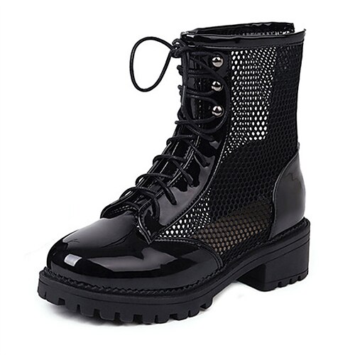 

Women's Boots Sandals Boots Summer Boots Booties Ankle Boots Lace-up Platform Low Heel Round Toe Minimalism Daily PU Leather Mesh Loafer Spring Summer Solid Colored Black