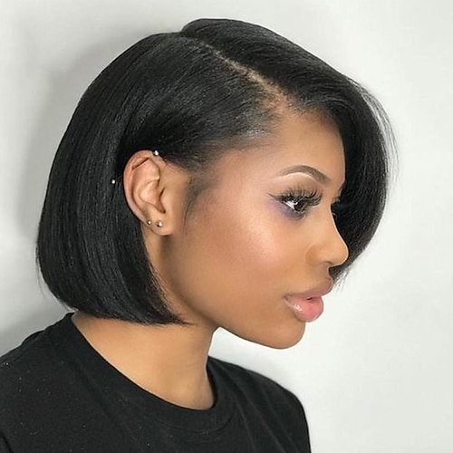

Short Side part Bob Wigs Bone Straight Human Hair Wig 13X4 T Part Lace Closure Wig Straight Lace Front Wig Brazilian Remy Lace Frontal Wig