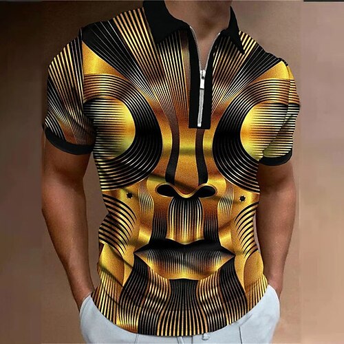 

Herre POLO Trøje Golftrøje Grafisk Aftæpning Gul 3D-udskrivning udendørs Gade Kort Ærme Lynlås Trykt mønster Tøj Mode Designer Afslappet Åndbart / Sommer / Forår / Sommer