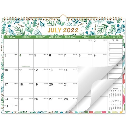 

Calendar 2022-2023 - 2022-2023 Wall Calendar July. 2022 - Dec. 2023 18 Monthly Calendar with Thick Paper 15 x 11.5 Twin-Wire Binding Hanging Hook Ruled Blocks with Julian Date s