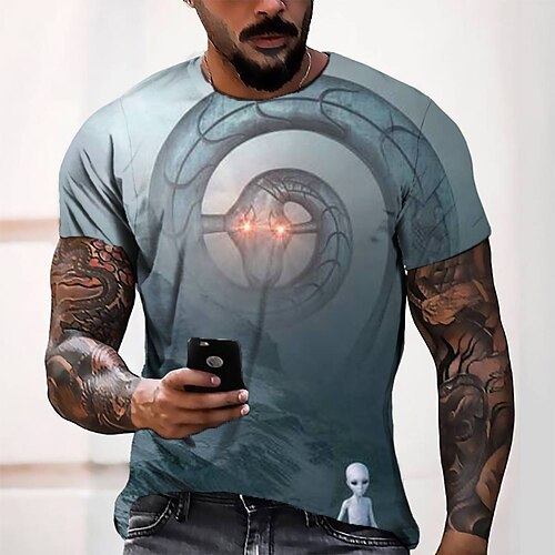 

Men's T shirt Tee Tee Graphic Round Neck White Short Sleeve 3D Print Casual Daily 3D Print Tops Fashion Cool Designer Comfortable / Summer / Summer