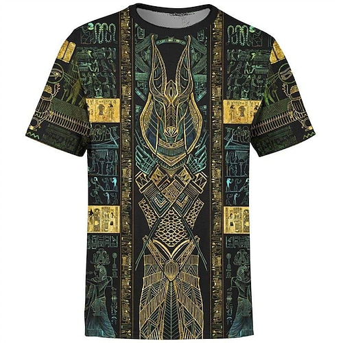 

Men's Unisex T shirt Tee Tribal Graphic Prints Crew Neck Yellow 3D Print Outdoor Street Short Sleeve Print Clothing Apparel Sports Casual Comfortable Big and Tall / Summer / Summer