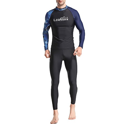 

Men's Rash Guard Dive Skin Suit UPF50 Breathable Quick Dry Long Sleeve Diving Suit Bathing Suit 2 Piece Swimming Diving Surfing Beach Printed Spring Summer Autumn / High Elasticity / Lightweight