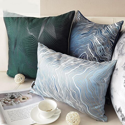 

Embroidery Pillow Cover Luxury Modern Square Abstract Striped Throw Pillow Case Decorative Pillow for Couch Living Room Bedroom Car 1PC