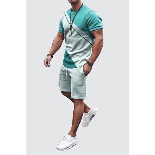 

Men's Tracksuit Sweatsuit 2 Piece Athletic Breathable Quick Dry Moisture Wicking Fitness Running Jogging Sportswear Activewear Color Block Dark Grey Light Coffee Light Brown / Micro-elastic