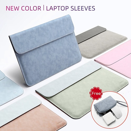 

Laptop Sleeves 12 13.3 14 inch Compatible with Macbook Air Pro, HP, Dell, Lenovo, Asus, Acer, Chromebook Notebook Waterpoof Shock Proof PU Leather Solid Color for Business Office