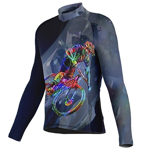 

21Grams Men's Cycling Jersey Long Sleeve Bike Top with 3 Rear Pockets Mountain Bike MTB Road Bike Cycling Breathable Quick Dry Moisture Wicking Reflective Strips Grey Graphic Polyester Spandex Sports