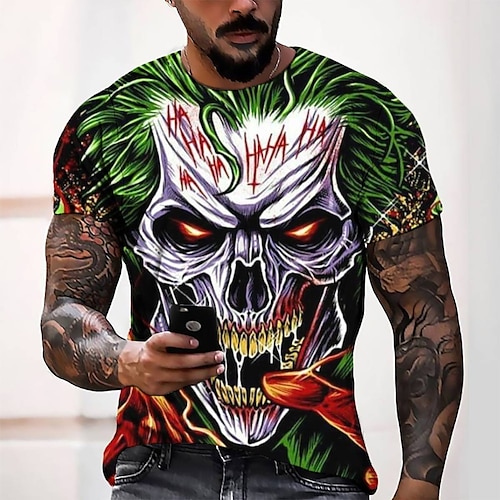 

Herren T Shirt Tee Graphic Rundhalsausschnitt Grün 3D-Druck Casual Täglich Kurzarm 3D-Druck Bekleidung Modisch Cool Designer Komfortabel / Sommer / Sommer