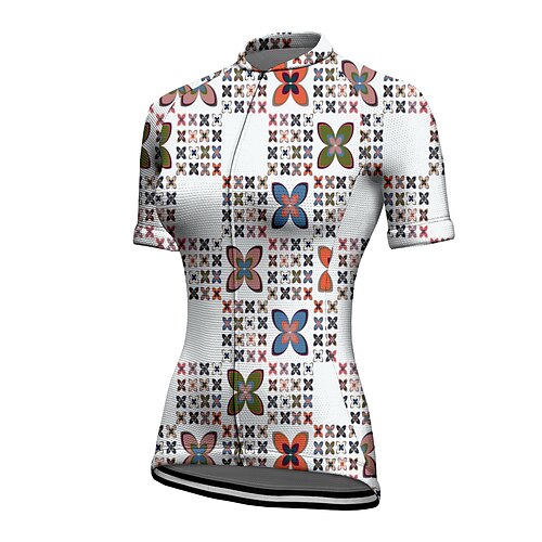 

21Grams Women's Cycling Jersey Short Sleeve Bike Top with 3 Rear Pockets Mountain Bike MTB Road Bike Cycling Quick Dry Moisture Wicking White Floral Botanical Sports Clothing Apparel / Stretchy