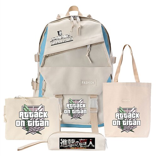 

Attack on Titan Four-piece Schoolbag Text Printing Tutorial Bag Large-capacity Backpack Simple Travel Schoolbag