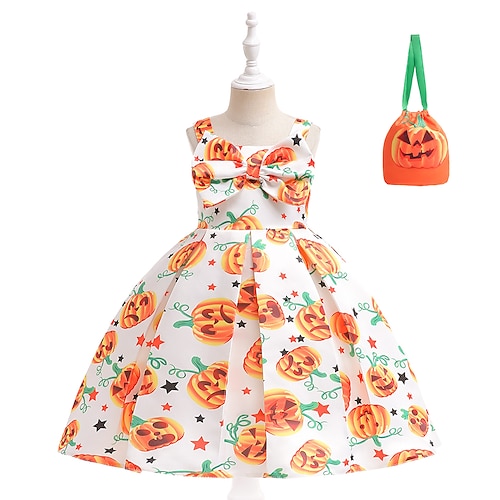 

Pumpkin Princess Dress Cosplay Costume Girls' Cosplay Festival Children's Day Festival / Holiday White Easy Carnival Costumes Pumpkin Printing / Bags and Purses / Bags and Purses