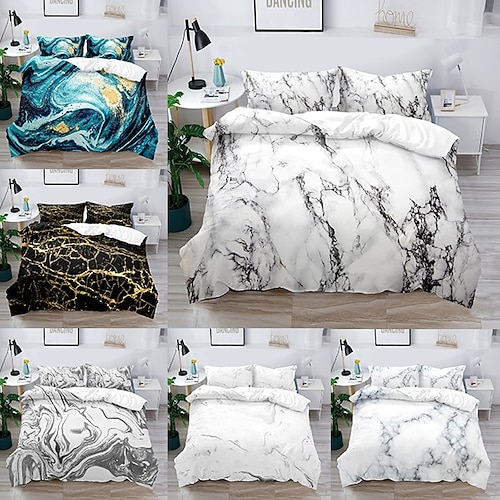 

3D Marble Printed Duvet Cover Bedding Sets Comforter Cover with 1 Duvet Cover or Coverlet,1Sheet,2 Pillowcases for Double/Queen/King(1 Pillowcase for Twin/Single)