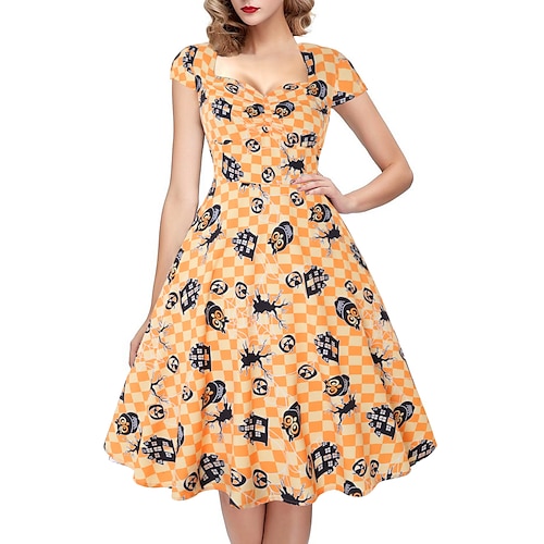 

Women's Yellow Short Sleeve Print Fall Summer V Neck 2022 S M L XL 2XL 3XL