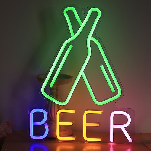 

Cheers Beer Bottle Neon Bar Sign USB ON/OFF Switch Powered LED Neon Light for Pub Party Man Cave Restaurant Club Shop Wall Decor