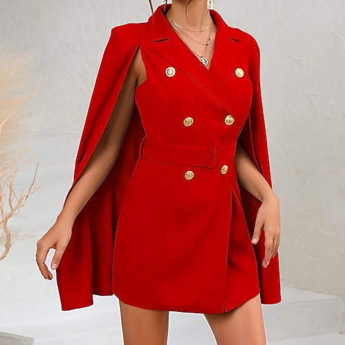 

Mulheres Vestido blazer Vestido da bainha Minivestido Preto Branco Vermelho Manga Longa Cor imaculada Botão Verão Primavera Colarinho de Camisa à moda Roupa de inverno Vestido de outono 2023 S M L XL