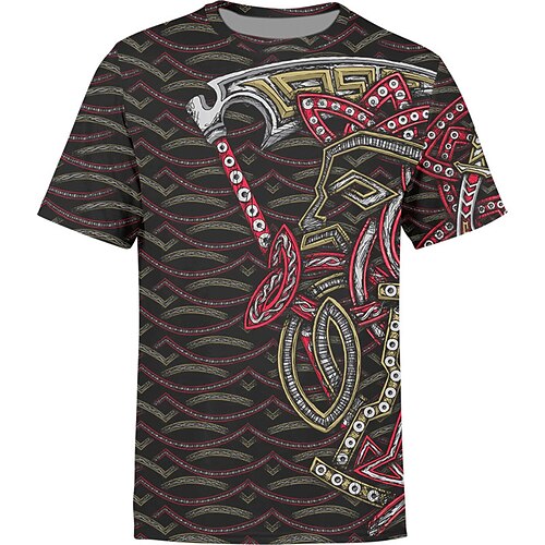 

Men's Unisex T shirt Tee Graphic Prints Crew Neck Red Short Sleeve 3D Print Outdoor Street Print Tops Sports Ethnic Style Classic Big and Tall / Summer / Summer