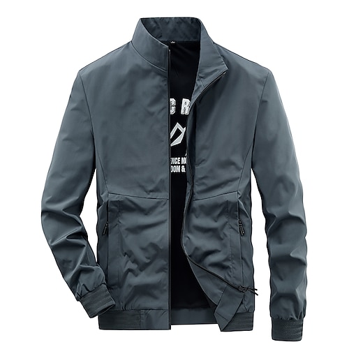 

Hombre Chaqueta ligera Chaqueta de verano Chaqueta Secado rápido Diario Deportes Cremallera Escote Chino Casual / Diario Cortavientos Chaqueta Ropa de calle Color sólido Full Zip Negro Blanco Gris