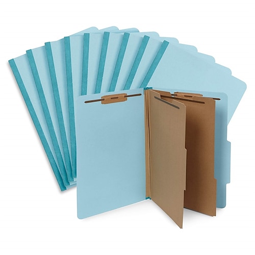 

10 Blue Legal Size Classification Folders - 2 Divider 2 Inch Tyvek expansions - Durable 2 Prongs Designed to Organize Standard Law Client Files Office Reports - Legal Size 8 3/4 x 14 3/4 10 Folders