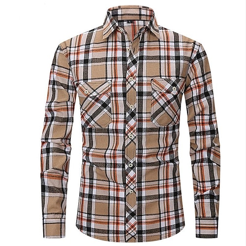 

Men's Flannel Shirt Shirt Jacket Shacket Shirt Graphic Plaid / Check Turndown Green Blue Red Brown Blue / White Print Street Daily Long Sleeve Button-Down Print Clothing Apparel Fashion Casual