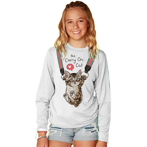 

Kids Girls' T shirt Animal Outdoor 3D Print Long Sleeve Active 3-12 Years Winter Green Pink White