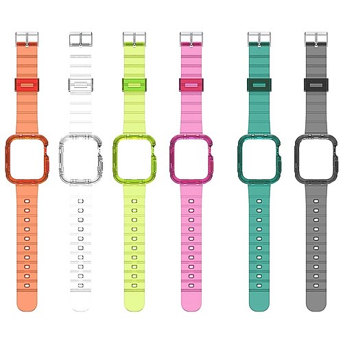 

1pc Smart Watch Band Compatible with Apple iWatch 38/40/41mm 42/44/45mm TPU Adjustable Transparent Elastic SmartWatch Band with Case for iWatch Smartwatch Strap Wristband for Series 7 / SE