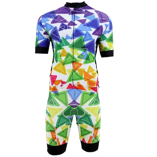 

Men's Short Sleeve Cycling Jersey with Bib Shorts Blue Bike 3D Pad Breathable Quick Dry Sports Graphic Clothing Apparel