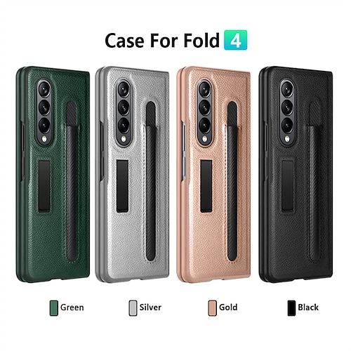 

Phone Case For Samsung Galaxy Flip Z Fold 4 Portable with Stand Flip Solid Colored PC PU Leather