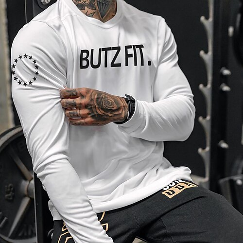 

Men's Sweatshirt Long Sleeve Sweatshirt Athletic Breathable Quick Dry Moisture Wicking Gym Workout Running Active Training Sportswear Activewear Golden Black White