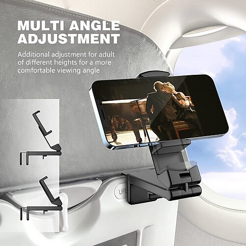 

Universal Airplane in Flight Phone Mount Handsfree Phone Holder for Desk with Multi-Directional Dual 360 Degree Rotation. Pocket Size Travel Essential Accessory for Flying