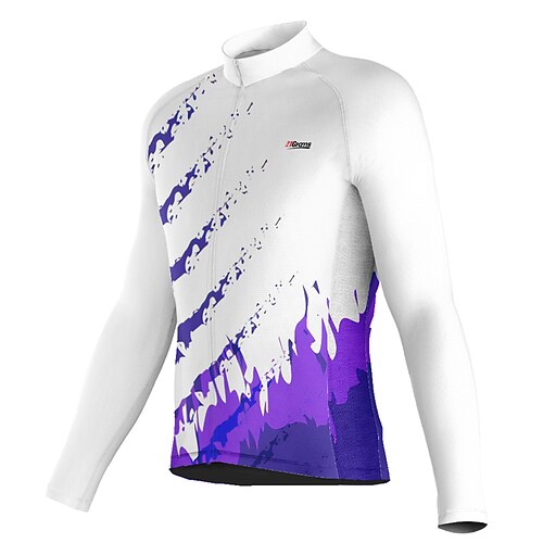 

21Grams Men's Cycling Jersey Long Sleeve Bike Top with 3 Rear Pockets Mountain Bike MTB Road Bike Cycling Breathable Quick Dry Moisture Wicking Reflective Strips White Graffiti Polyester Spandex