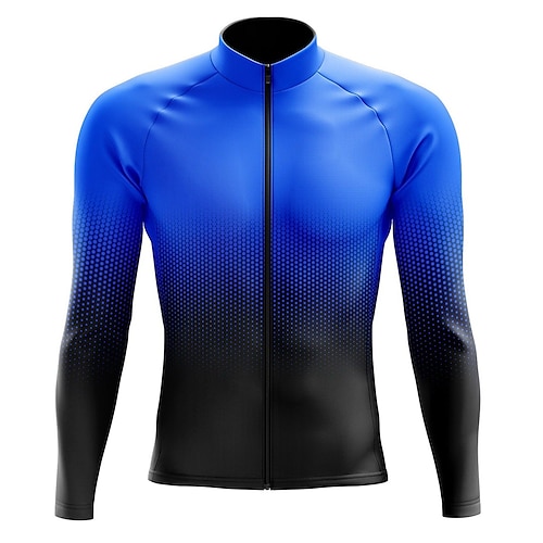 

21Grams Men's Cycling Jersey Long Sleeve Bike Top with 3 Rear Pockets Mountain Bike MTB Road Bike Cycling Breathable Quick Dry Moisture Wicking Reflective Strips Blue Gradient Polyester Spandex Sports