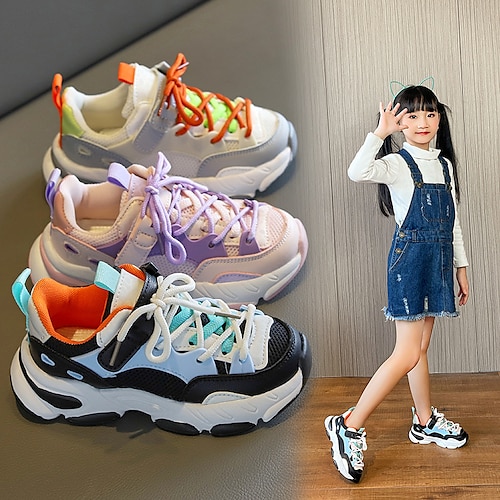 

Boys Girls' Flats Children's Day School Shoes Knit Leather Shock Absorption School Shoes Big Kids(7years ) Little Kids(4-7ys) Daily Outdoor Black Rosy Pink Beige Fall Winter / Color Block