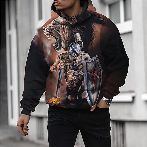 

Men's Unisex Pullover Hoodie Sweatshirt Hooded Horse Graphic Prints Print Daily Sports 3D Print Streetwear Designer Hoodies Sweatshirts Long Sleeve Brown