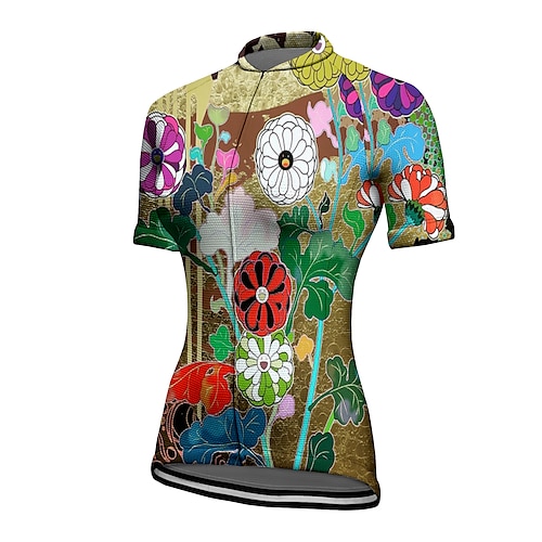 

21Grams Women's Cycling Jersey Short Sleeve Bike Top with 3 Rear Pockets Mountain Bike MTB Road Bike Cycling Quick Dry Moisture Wicking Green Floral Botanical Sports Clothing Apparel / Stretchy